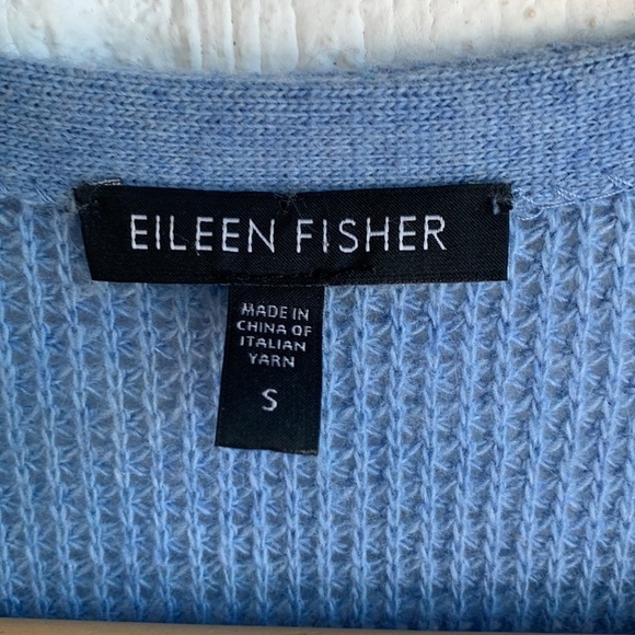 Eileen Fisher Blue Button Double Pocket Angora Cashmere Wool Duster Cardigan S - Picture 3 of 5